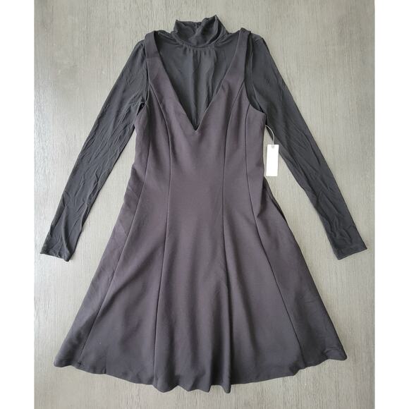 NWT‎ Anthropologie Maeve Layered Sheer Mini Dress in Black Size XS - Picture 2 of 12